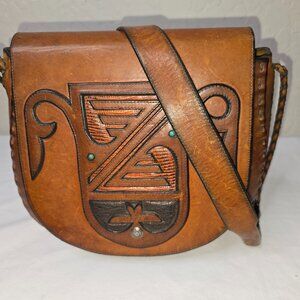 VTG 70s WYLY’S Leather Saddle Bag RUNWAY Gypsy Boho Festival Shoulder Bag Purse